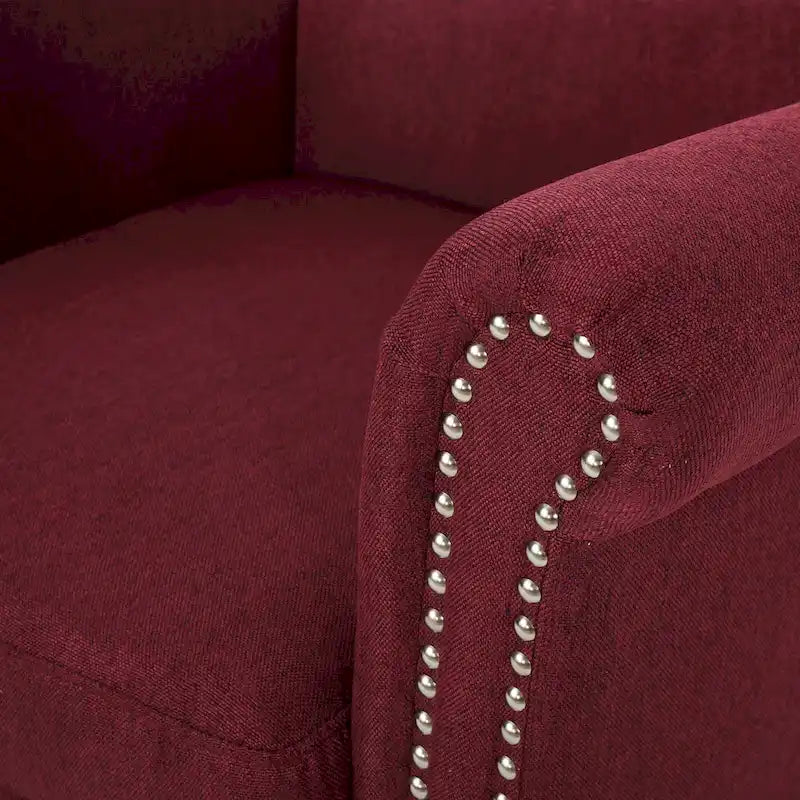 Fauteuil de club contemporain à accoudoirs roulés Brice avec garniture de clous décoratifs par Christopher Knight Home