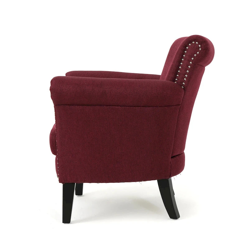 Fauteuil de club contemporain à accoudoirs roulés Brice avec garniture de clous décoratifs par Christopher Knight Home