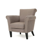 Fauteuil de club contemporain à accoudoirs roulés Brice avec garniture de clous décoratifs par Christopher Knight Home