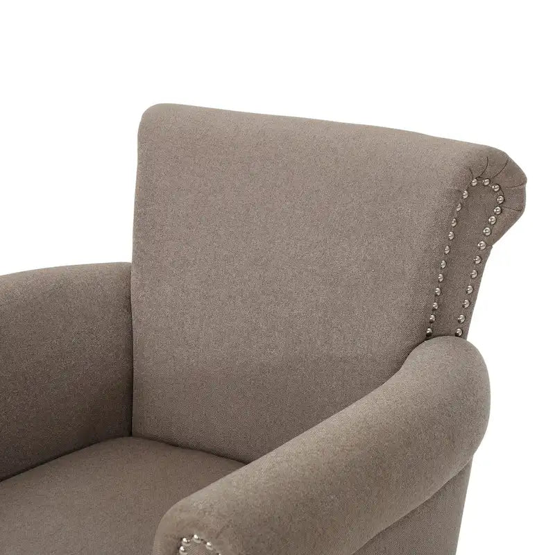 Fauteuil de club contemporain à accoudoirs roulés Brice avec garniture de clous décoratifs par Christopher Knight Home