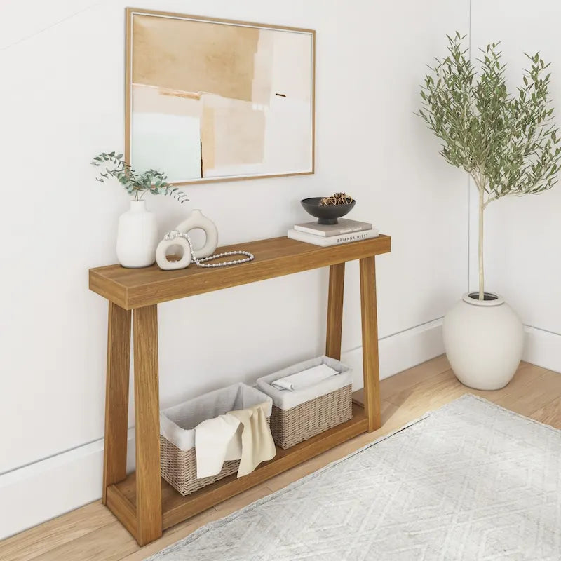 Console classique à plateau et poutres avec étagère - 46