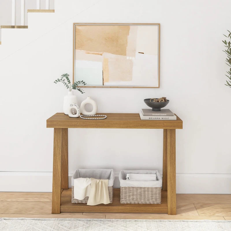 Console classique à plateau et poutres avec étagère - 46