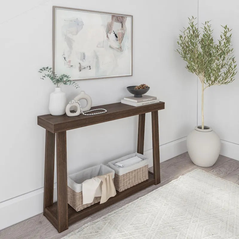 Console classique à plateau et poutres avec étagère - 46