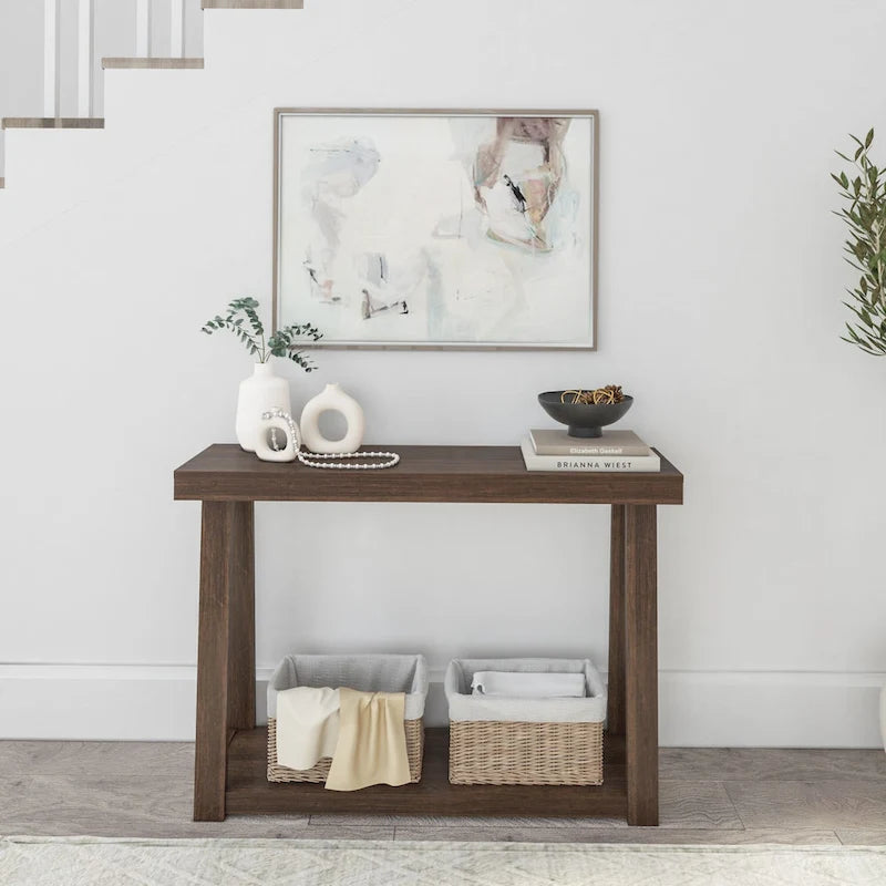 Console classique à plateau et poutres avec étagère - 46