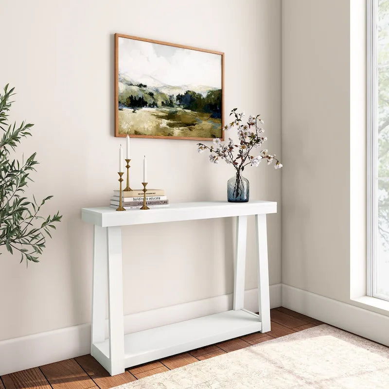 Console classique à plateau et poutres avec étagère - 46