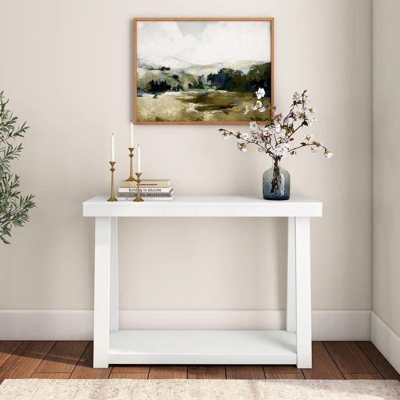 Console classique à plateau et poutres avec étagère - 46