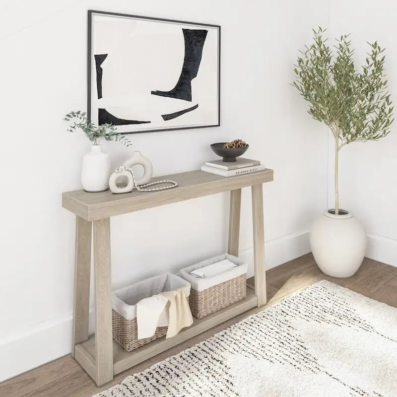 Console classique à plateau et poutres avec étagère - 46
