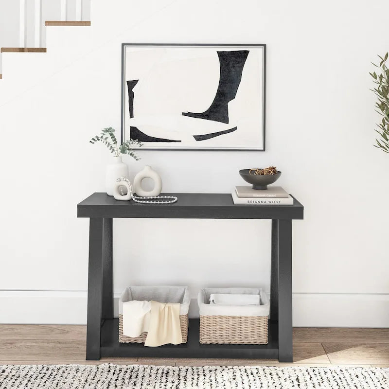 Console classique à plateau et poutres avec étagère - 46