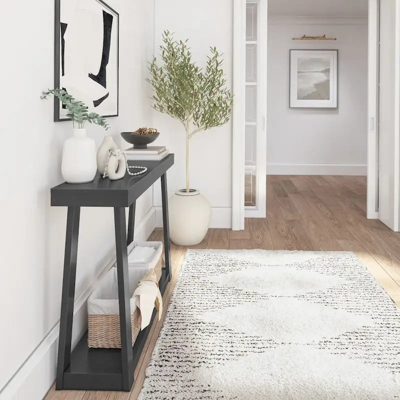 Console classique à plateau et poutres avec étagère - 46