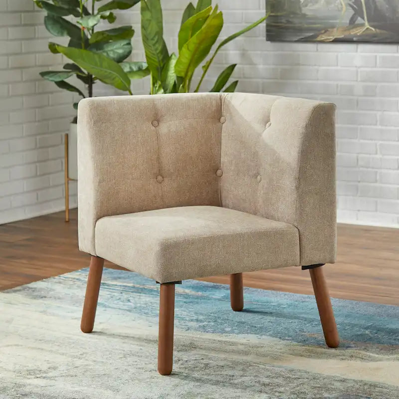 Chaise d'angle simple en bois et tissu Playmate