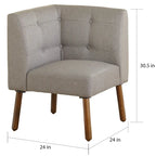Chaise d'angle simple en bois et tissu Playmate
