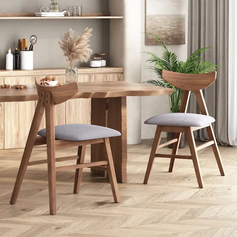 Chaises de salle à manger Stocker en tissu et bois d'hévéa (lot de 2) par Christopher Knight Home