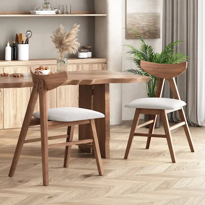 Chaises de salle à manger Stocker en tissu et bois d'hévéa (lot de 2) par Christopher Knight Home
