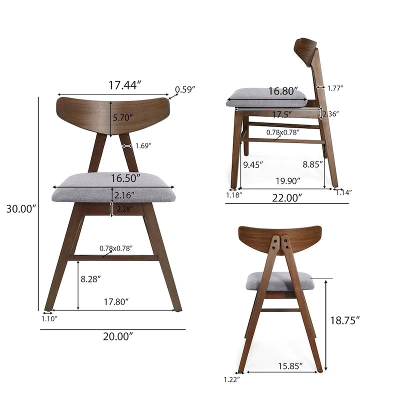 Chaises de salle à manger Stocker en tissu et bois d'hévéa (lot de 2) par Christopher Knight Home