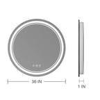 Keonjinn LED Miroir de salle de bain mural rond, 3 températures de couleur, intensité variable