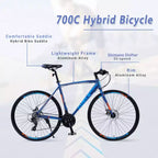 Vélo de route avec transmission 24 vitesses, vélo 700C avec freins à disque, cadre léger en alliage d'aluminium, vélo hybride de route
