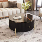 Table basse ronde moderne de 31,5 pouces, table d'appoint avec plateau en marbre, table de canapé centrale pour salon, appartement, bureau, balcon