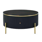 Table basse ronde moderne de 31,5 pouces, table d'appoint avec plateau en marbre, table de canapé centrale pour salon, appartement, bureau, balcon