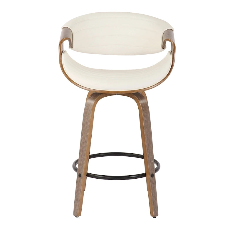Tabouret de comptoir à hauteur fixe Carson Carrington Kanteborg 26 avec pieds en bois courbé et repose-pieds rond (ensemble de 2)