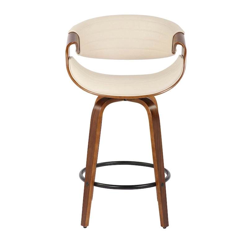 Tabouret de comptoir à hauteur fixe Carson Carrington Kanteborg 26 avec pieds en bois courbé et repose-pieds rond (ensemble de 2)