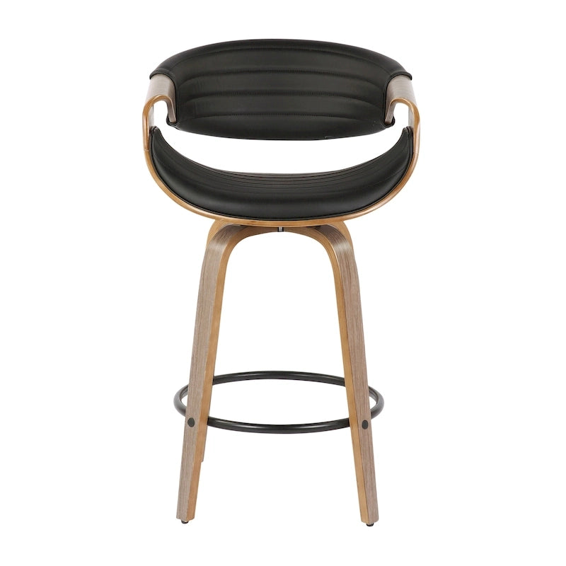 Tabouret de comptoir à hauteur fixe Carson Carrington Kanteborg 26 avec pieds en bois courbé et repose-pieds rond (ensemble de 2)