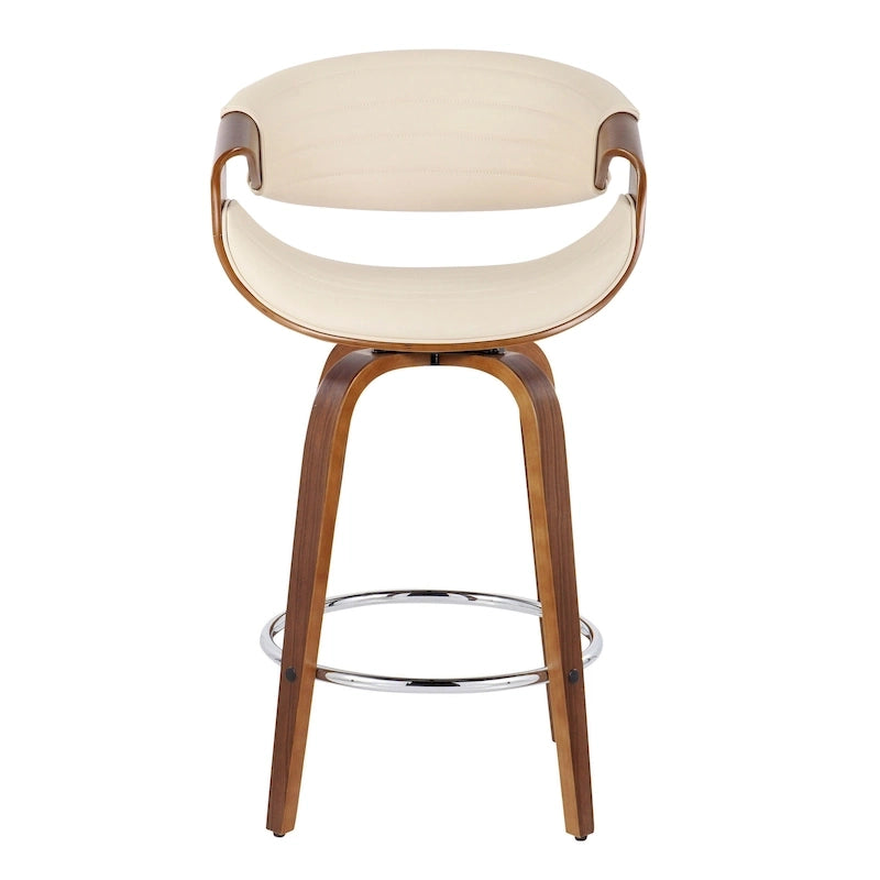 Tabouret de comptoir à hauteur fixe Carson Carrington Kanteborg 26 avec pieds en bois courbé et repose-pieds rond (ensemble de 2)