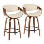 Tabouret de comptoir à hauteur fixe Carson Carrington Kanteborg 26 avec pieds en bois courbé et repose-pieds rond (ensemble de 2)