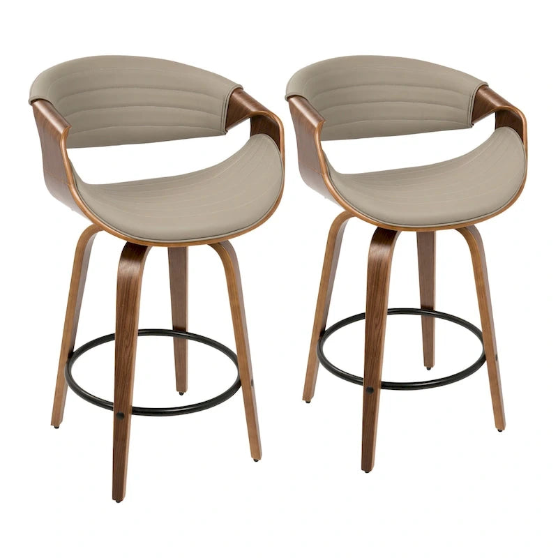 Tabouret de comptoir à hauteur fixe Carson Carrington Kanteborg 26 avec pieds en bois courbé et repose-pieds rond (ensemble de 2)