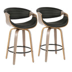 Tabouret de comptoir à hauteur fixe Carson Carrington Kanteborg 26 avec pieds en bois courbé et repose-pieds rond (ensemble de 2)