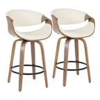 Tabouret de comptoir à hauteur fixe Carson Carrington Kanteborg 26 avec pieds en bois courbé et repose-pieds rond (ensemble de 2)