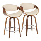 Tabouret de comptoir à hauteur fixe Carson Carrington Kanteborg 26 avec pieds en bois courbé et repose-pieds rond (ensemble de 2)