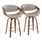 Tabouret de comptoir à hauteur fixe Carson Carrington Kanteborg 26 avec pieds en bois courbé et repose-pieds rond (ensemble de 2)