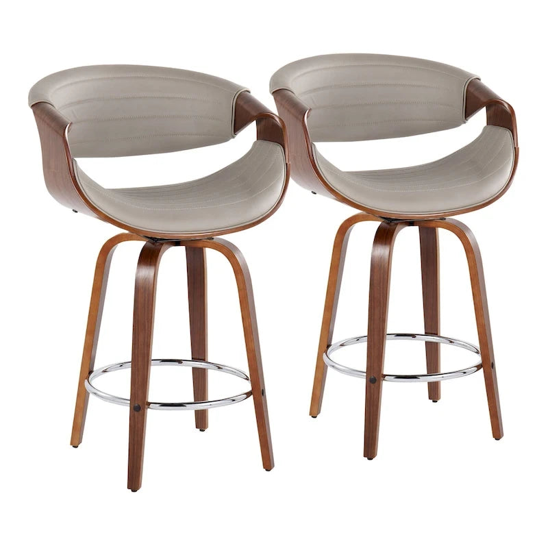 Tabouret de comptoir à hauteur fixe Carson Carrington Kanteborg 26 avec pieds en bois courbé et repose-pieds rond (ensemble de 2)