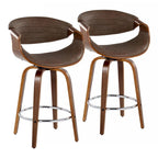 Tabouret de comptoir à hauteur fixe Carson Carrington Kanteborg 26 avec pieds en bois courbé et repose-pieds rond (ensemble de 2)