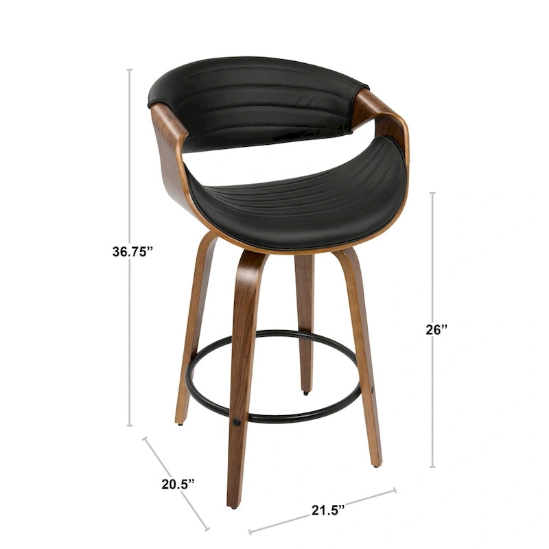 Tabouret de comptoir à hauteur fixe Carson Carrington Kanteborg 26 avec pieds en bois courbé et repose-pieds rond (ensemble de 2)