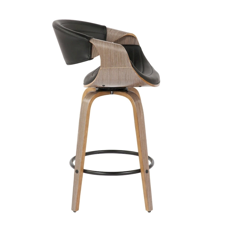 Tabouret de comptoir à hauteur fixe Carson Carrington Kanteborg 26 avec pieds en bois courbé et repose-pieds rond (ensemble de 2)