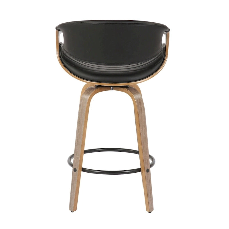Tabouret de comptoir à hauteur fixe Carson Carrington Kanteborg 26 avec pieds en bois courbé et repose-pieds rond (ensemble de 2)