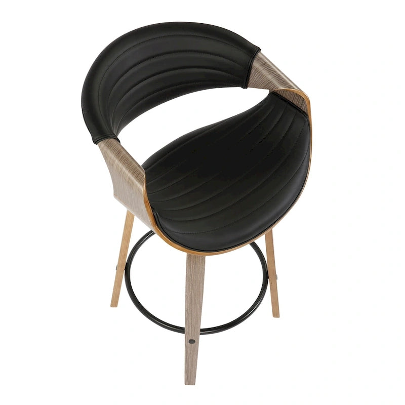 Tabouret de comptoir à hauteur fixe Carson Carrington Kanteborg 26 avec pieds en bois courbé et repose-pieds rond (ensemble de 2)