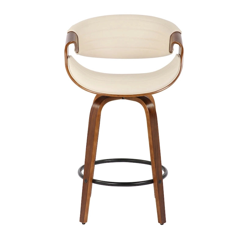Tabouret de comptoir à hauteur fixe Carson Carrington Kanteborg 26 avec pieds en bois courbé et repose-pieds rond (ensemble de 2)