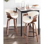 Tabouret de comptoir à hauteur fixe Carson Carrington Kanteborg 26 avec pieds en bois courbé et repose-pieds rond (ensemble de 2)