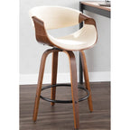 Tabouret de comptoir à hauteur fixe Carson Carrington Kanteborg 26 avec pieds en bois courbé et repose-pieds rond (ensemble de 2)