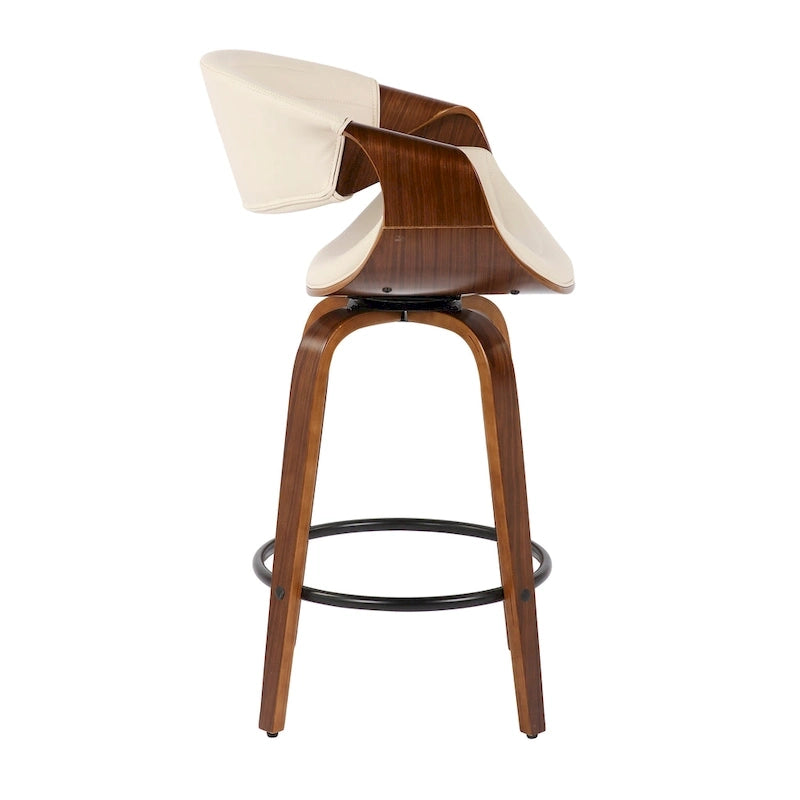 Tabouret de comptoir à hauteur fixe Carson Carrington Kanteborg 26 avec pieds en bois courbé et repose-pieds rond (ensemble de 2)