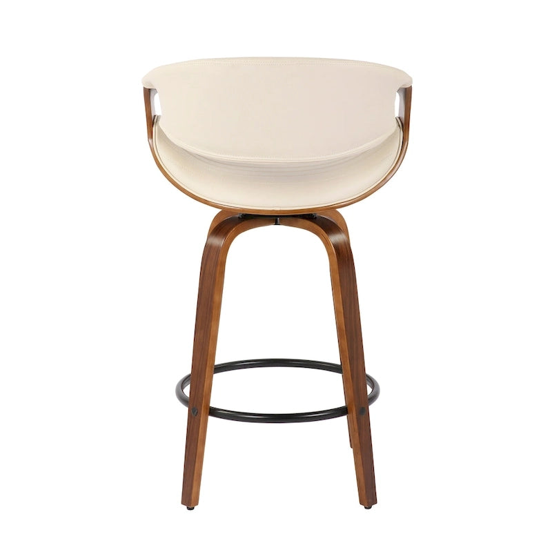 Tabouret de comptoir à hauteur fixe Carson Carrington Kanteborg 26 avec pieds en bois courbé et repose-pieds rond (ensemble de 2)