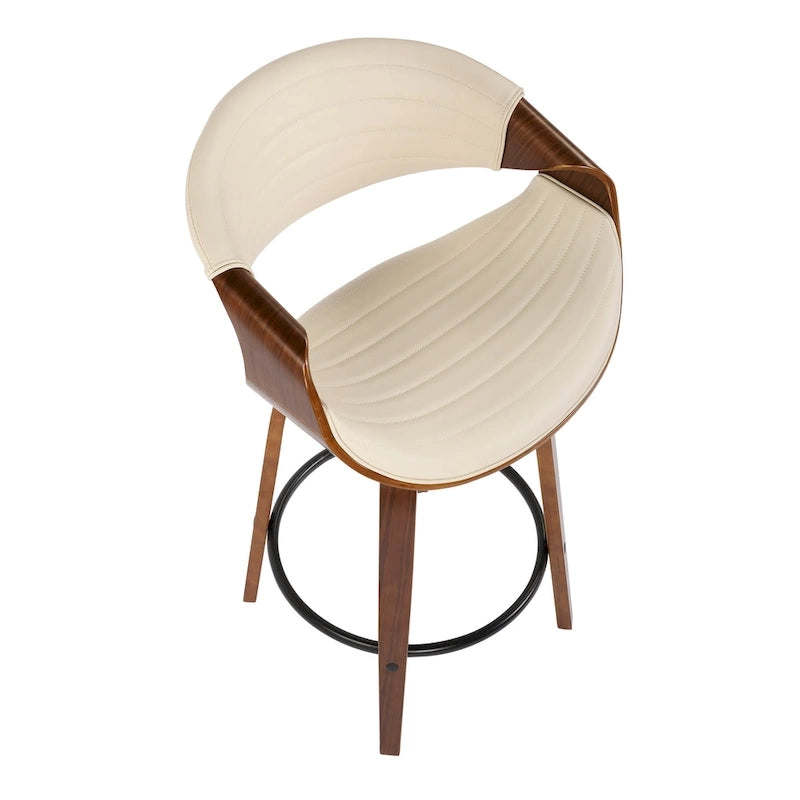 Tabouret de comptoir à hauteur fixe Carson Carrington Kanteborg 26 avec pieds en bois courbé et repose-pieds rond (ensemble de 2)