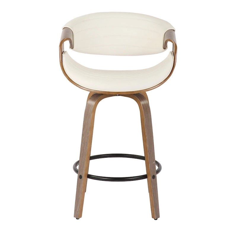 Tabouret de comptoir à hauteur fixe Carson Carrington Kanteborg 26 avec pieds en bois courbé et repose-pieds rond (ensemble de 2)