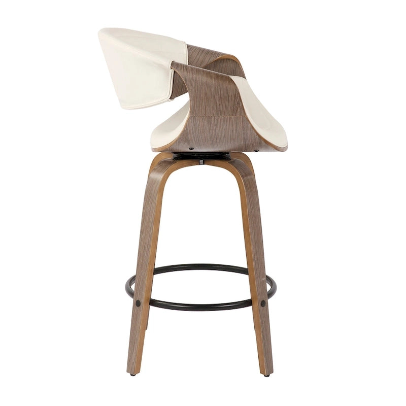 Tabouret de comptoir à hauteur fixe Carson Carrington Kanteborg 26 avec pieds en bois courbé et repose-pieds rond (ensemble de 2)