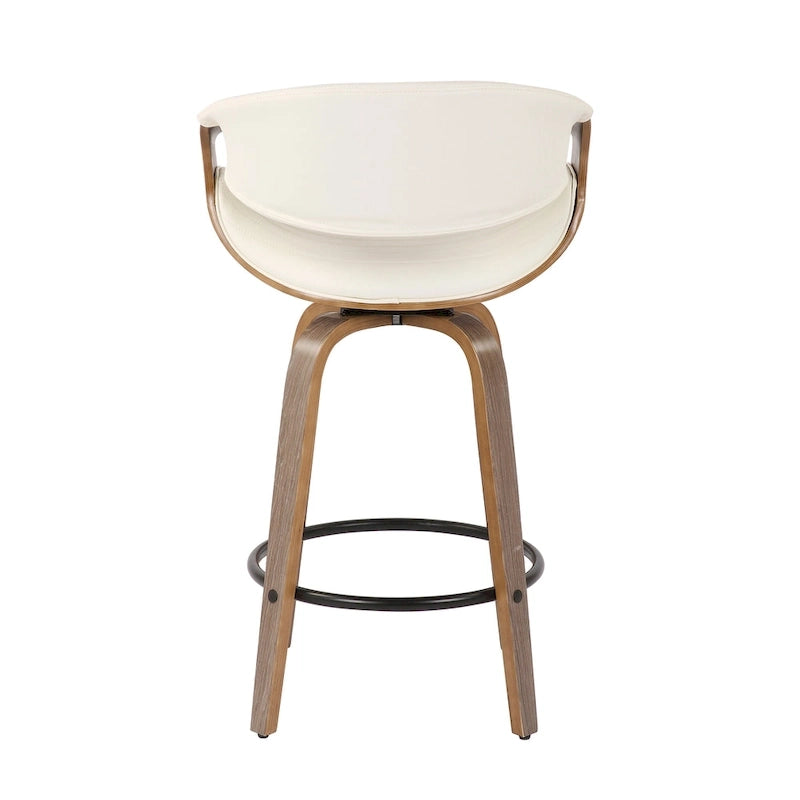 Tabouret de comptoir à hauteur fixe Carson Carrington Kanteborg 26 avec pieds en bois courbé et repose-pieds rond (ensemble de 2)