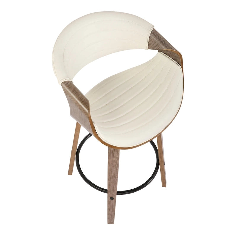 Tabouret de comptoir à hauteur fixe Carson Carrington Kanteborg 26 avec pieds en bois courbé et repose-pieds rond (ensemble de 2)