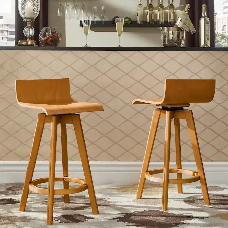 Tabouret en bois pivotant Ellery Mid-Century Modern (Lot de 2) iNSPIRE Q Modern