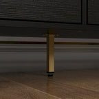 Commode moderne noire de 61,4W avec 9 tiroirs spacieux - Poignées dorées